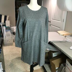 J.Jill Pure Jill Cotton Knit Gray LS Dress Size M
